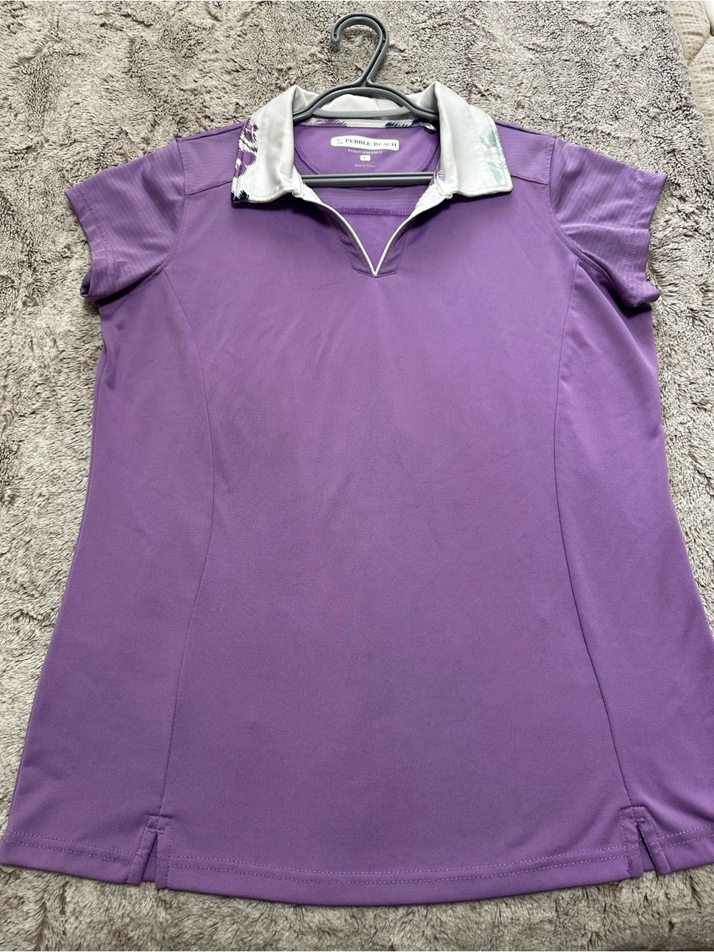 Pebble Beach Lavender Performance Polo with Light Contrast Trim
